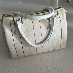 Fendi White and Multicolor Accent Hand Bag